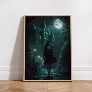 Serpent Girl Walking - Wizard Poster, Digital Gallery Wall Print, Printable Art, Potter Art, Magical School
