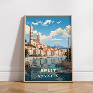 Split Croatia Travel Poster: Retro Europe Wall Art (Digital Download)