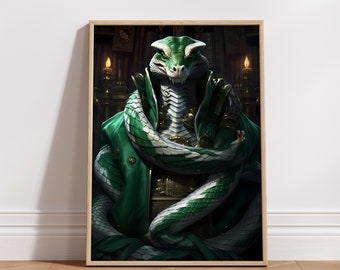 Serpent Emblem - Wizard Poster, Digital Gallery Wall Print, Printable Art, Potter Art, Magical School
