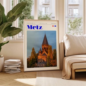Metz Travel Poster, France Digital Print, Modern Wall Art, Printable Wall Decor, Vintage Cities, Digital Download, Art