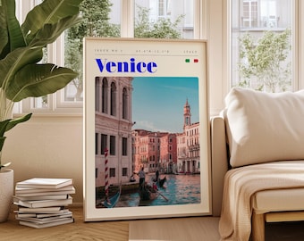 Póster de viaje de Venecia, Italia: Arte mural retro de la ciudad (descarga digital)