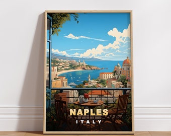 Naples Italy Travel Poster: Retro Europe Wall Art (Digital Download)