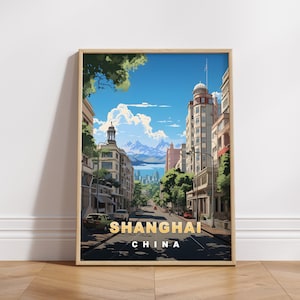 Shanghai Travel Poster: Retro China Wall Art (Digital Download)