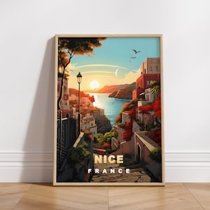 Bonito cartel de viaje, impresión digital de Francia, arte de pared retro, decoración de pared imprimible, ciudades de Europa vintage, descarga digital, decoración de arte