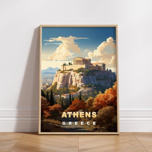 Athens Greece Travel Poster: Retro Europe Wall Art (Digital Download)