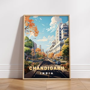 Chandigarh Travel Poster, India Digital Print, Retro Wall Art, Printable Wall Decor, Vintage Africa Cities, Digital Download, Art Decoration