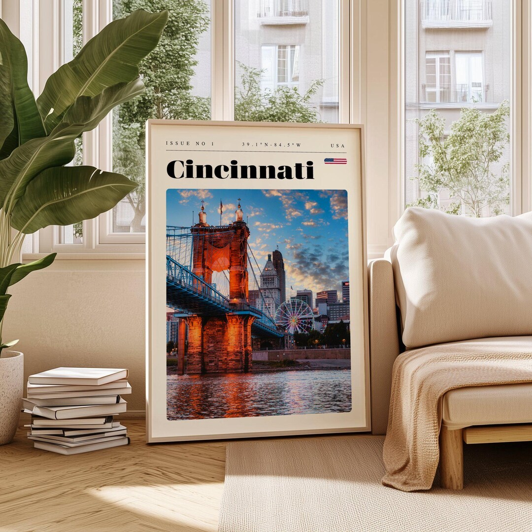 カヴァリーニ　ニューヨークポスター Cincinnati Travel Poster: USA Vintage City Wall Art (digital