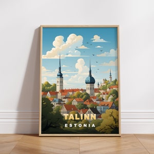 Tallinn Estonia Travel Poster: Retro Europe Wall Art (Digital Download)