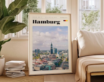 Hamburg Germany Travel Poster: Vintage City Art (Digital Download)