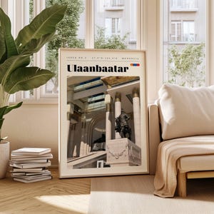 Ulaanbaatar Travel Poster, Mongolia Digital Print, Modern Wall Art, Printable Wall Decor, Vintage Cities, Digital Download, Art