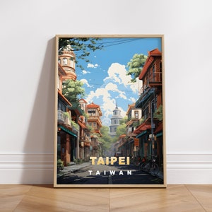 Taipei Travel Poster: Retro Taiwan Wall Art (Digital Download)
