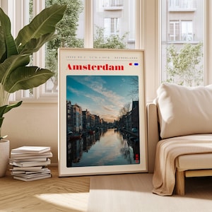 Amsterdam Travel Poster: Retro Netherlands Print (Digital Download)