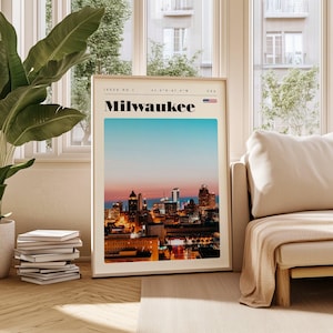 Cartaz de viagem de Milwaukee: impressão artística vintage da cidade (download digital)