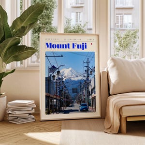 Fuji Berg Reise Poster, Japan Digitaldruck, moderne Wandkunst, druckbare Wanddekor, Vintage Städte, digitaler Download, Kunst