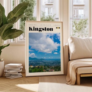 Poster di viaggio di Kingston, stampa digitale Giamaica, arte murale moderna, decorazione murale stampabile, città vintage, download digitale, arte