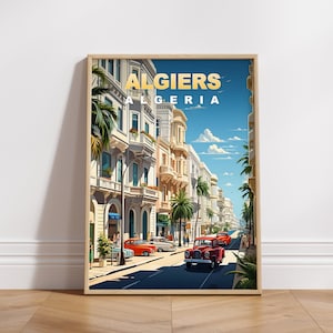Algiers Travel Poster, Algeria Digital Print, Retro Wall Art, Printable Wall Decor, Vintage Africa Cities, Digital Download, Art Decoration