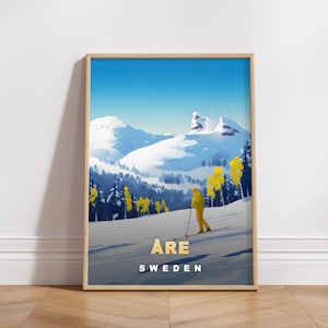 Sweden Travel Poster: Are Ski Mountain Vintage Print (Digital Download)