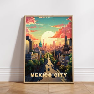 Mexiko Stadt Reise Poster: Retro Südamerika Wandkunst (Digitaler Download)