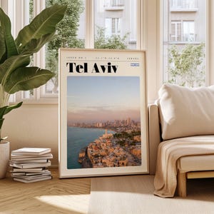 Tel Aviv Travel Poster, Israel Digital Print, Modern Wall Art, Printable Wall Decor, Vintage Cities, Digital Download, Art
