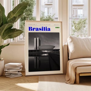 Brasilia Travel Poster, Brazil Digital Print, Modern Wall Art, Printable Wall Decor, Vintage Cities, Digital Download, Art
