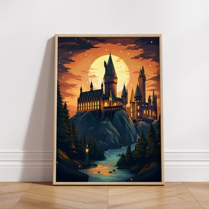 Magic School Digital Print - Wizard Poster, Digital Gallery Wall Print, Printable Art, Potter Art, Magical School