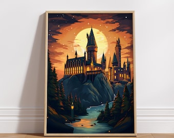 Wizard School Art Print: Magical Castle Wall Decor (Digital Download)