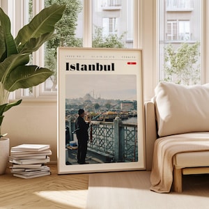 Póster de viaje de Estambul, impresión digital de Turquía, arte mural moderno, decoración de pared imprimible, ciudades antiguas, descarga digital, arte