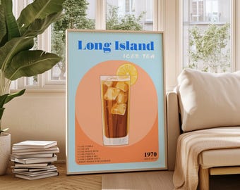 Long Island Iced Tea Cocktail Art Print: Modern Bar Decor (Digital Download)