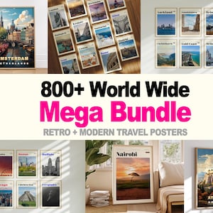 Ultimate Bundle World Wide 800+ Travel Poster, Digital Print, Modern Wall Art, Printable Wall Decor, Vintage Cities, Digital Download, Art