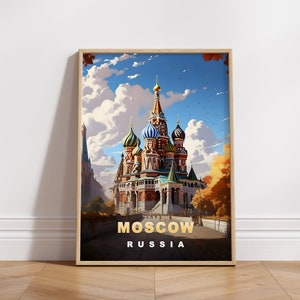 Moscow Travel Poster, Russia Digital Print, Retro Wall Art, Printable Wall Decor, Vintage Asia Cities, Digital Download, Art Decoration