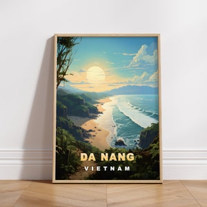 Cartaz de viagem de Da Nang, impressão digital do Vietnã, arte de parede retrô, decoração de parede para impressão, cidades africanas vintage, download digital, decoração de arte