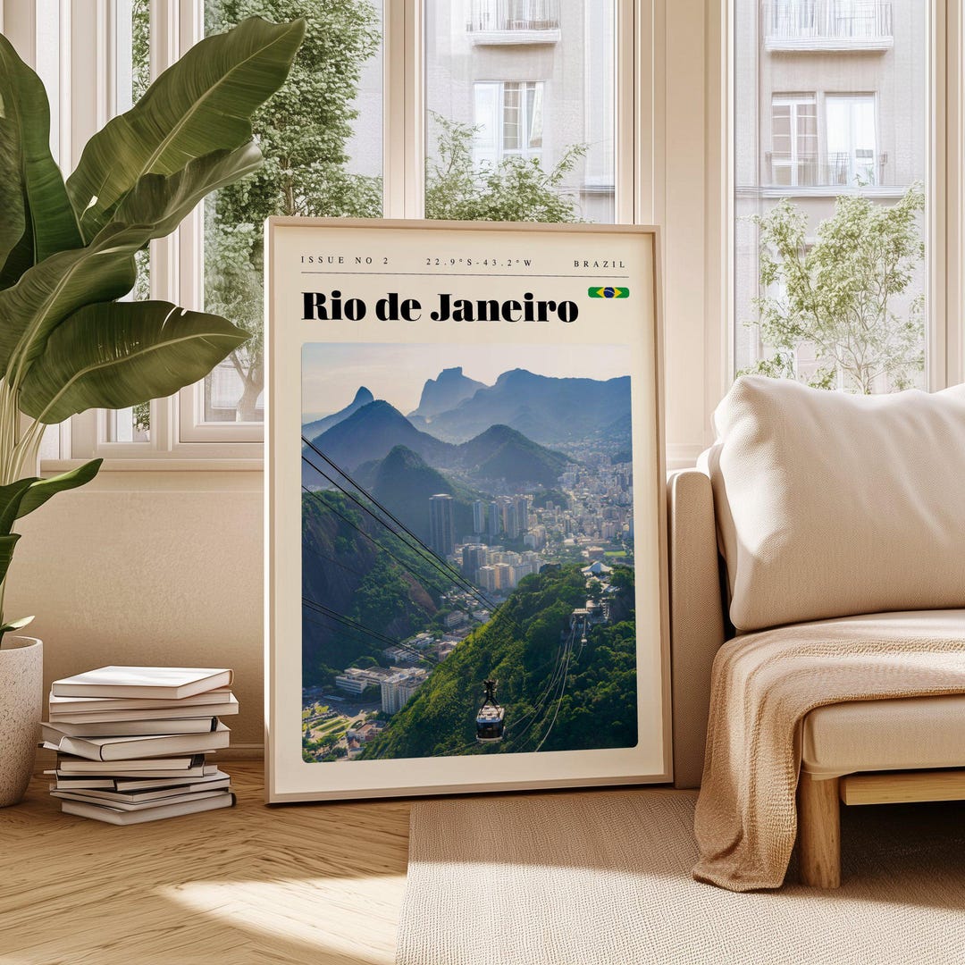 Visit Rio Poster Rio De Janeiro Travel Poster, Brazil Digital Print, Modern Wall Art ...