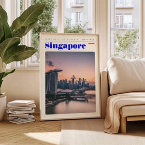 Singapore Travel Poster, Singapore Digital Print, Modern Wall Art, Printable Wall Decor, Vintage Cities, Digital Download, Art