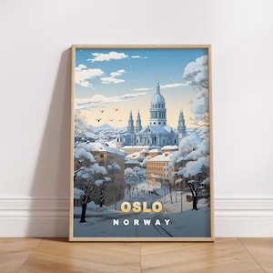 Oslo Travel Poster, Norway Digital Print, Retro Wall Art, Printable Wall Decor, Vintage Europe Cities, Digital Download, Art Decoration