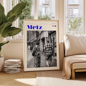 Metz Travel Poster, France Digital Print, Modern Wall Art, Printable Wall Decor, Vintage Cities, Digital Download, Art