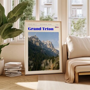 Grand Teton National Park Reise Poster, USA Digitaldruck, moderne Wandkunst, druckbare Wanddekoration, Vintage Städte, digitaler Download, Kunst