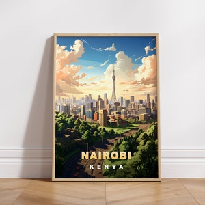 Nairobi Kenya Travel Poster: Retro Africa Wall Art (Digital Download)