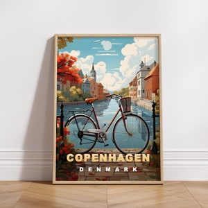 Copenhagen Travel Poster: Retro Denmark Art Print (Digital Download)