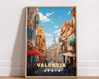 Reisposter Valencia, Spanje: retro Europa-muurkunst (digitale download)