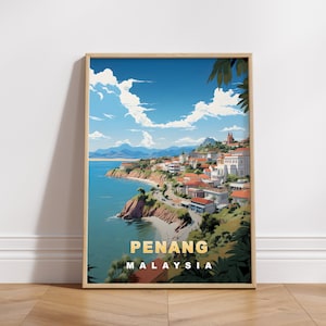 Penang Malaysia Travel Poster: Retro Asia Wall Art (Digital Download)