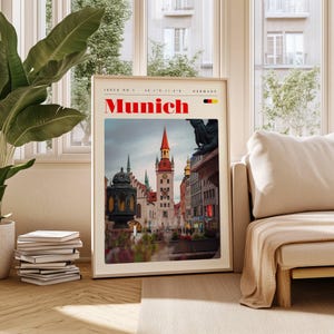 Munich Travel Poster, Germany Digital Print, Modern Wall Art, Printable Wall Decor, Vintage Cities, Digital Download, Art