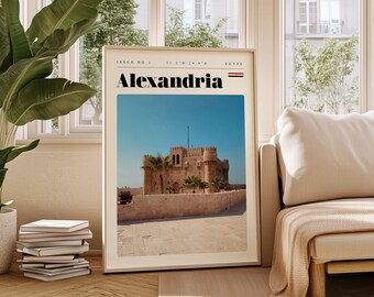 Alexandria Ägypten Reise Poster: Retro Mediterran Wand Kunst (Digitaler Download)