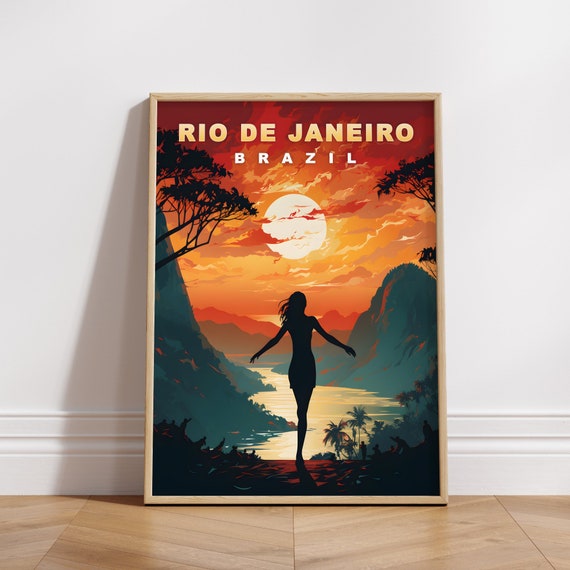 Affiche Voyage Vintage Rio De Janeiro – Poster Brésil – Déco Murale Rétro