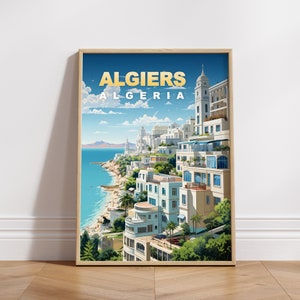 Algiers Travel Poster, Algeria Digital Print, Retro Wall Art, Printable Wall Decor, Vintage Africa Cities, Digital Download, Art Decoration