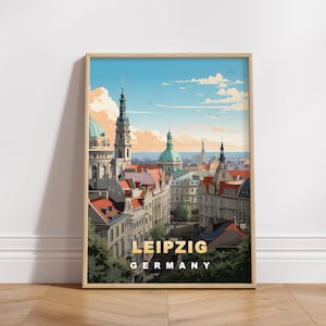 Leipzig Germany Travel Poster: Retro Europe City Art (Digital Download)