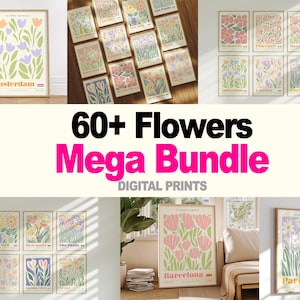 60 Flower Market Prints: Botanical Wall Art (Digital Download)