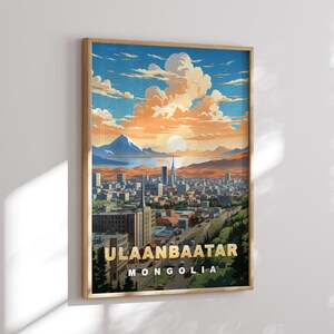 Ulaanbaatar Travel Poster, Mongolia Digital Print, Retro Wall Art ...