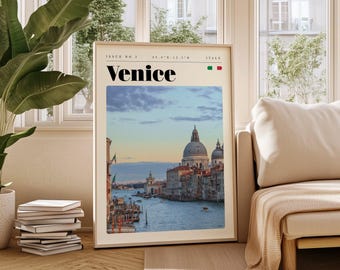 Póster de viaje de Venecia, impresión digital de Italia, arte de pared moderno, decoración de pared imprimible, ciudades antiguas, descarga digital, arte