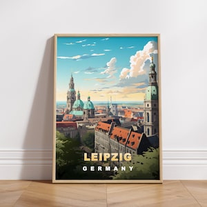 Leipzig Germany Travel Poster: Retro Europe City Art (Digital Download)