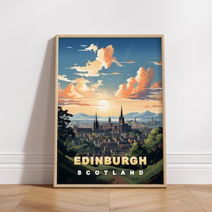 Edinburgh Reise Poster, Schottland Digitaldruck, Retro Wandkunst, druckbare Wanddekor, Vintage Europa Städte, digitaler Download, Kunst
